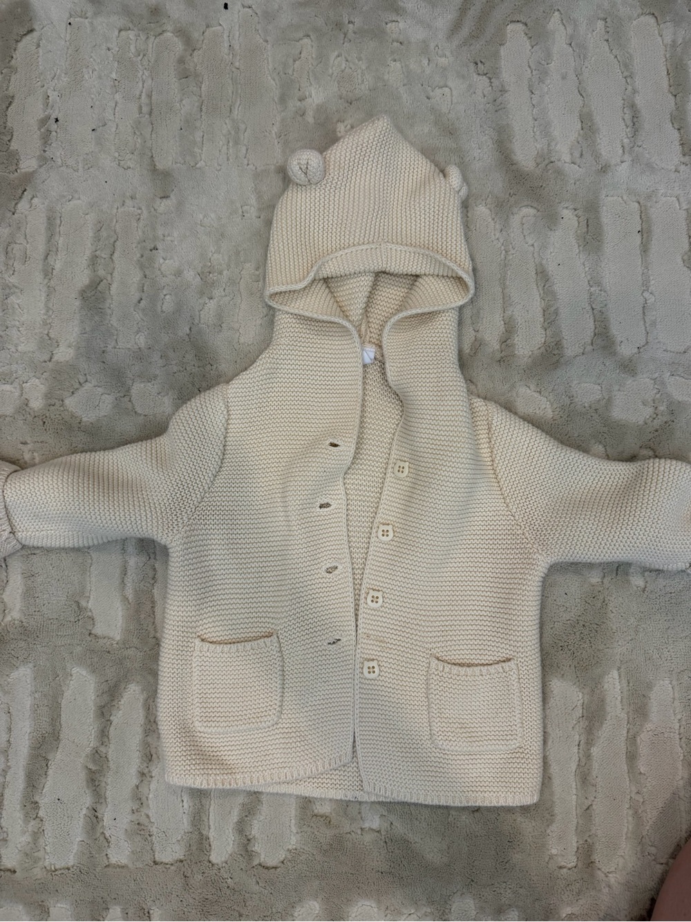 GAP Baby Cream Knit Hooded Cardigan